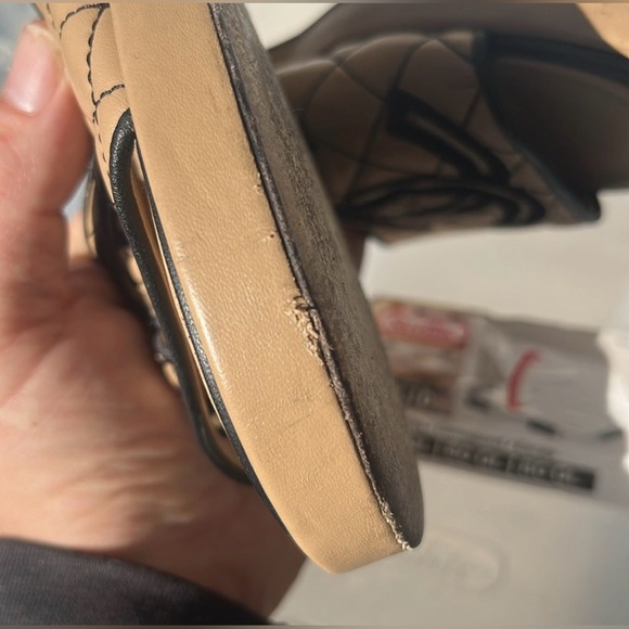 SOLD Chanel Leather Sandals Beige Black - Picture 7 of 8